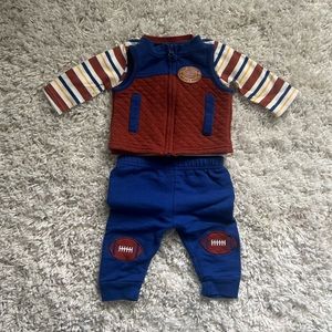 Boys' 3-Piece Football Pants Set Outfit - royal blue, 3 months (Newborn)